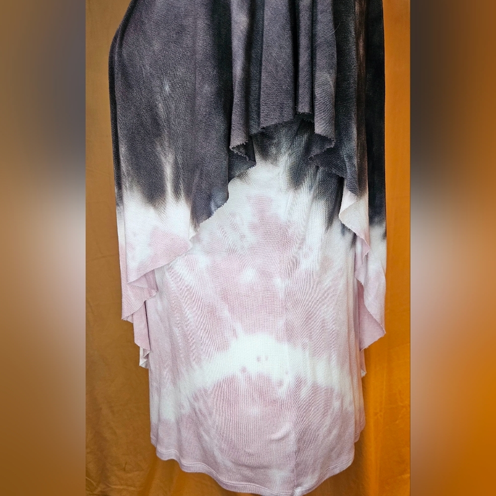 Juicy Couture Pink Gray Tie Dye Draped Poncho Overlay Top M NWOT - Picture 7 of 12